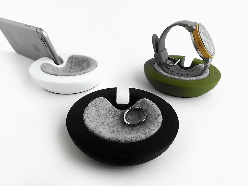 Unique multifunctional tray, Watch stand, Smartphone stand, Smart phone stand - Phone Stands & Dust Plugs - Wool Black