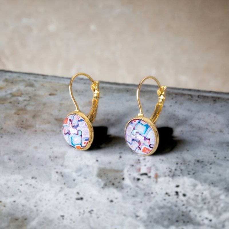 Square Blue★Earrings (Studs/French Hook) - ต่างหู - แก้ว 