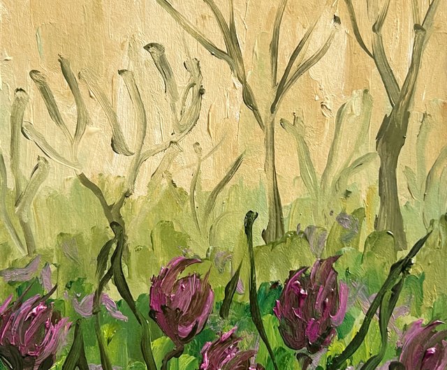 チューリップ＊油絵　絵画　油彩画　春　花　風景画 チューリップ＊油絵 絵画 油彩画 春 花 風景画