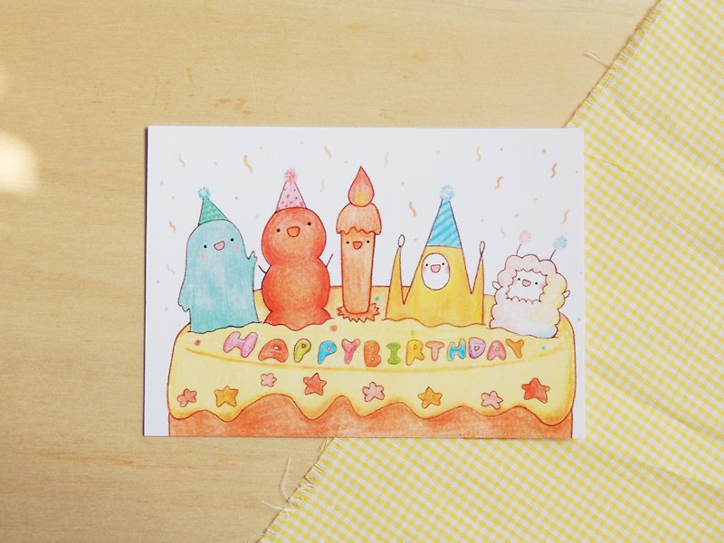 Just want to accompany you to celebrate your birthday - Huang Jiaoxing postcard / birthday card - Cards & Postcards - Paper Orange