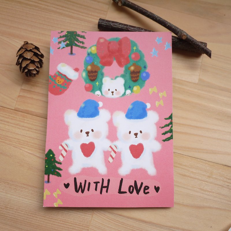 Christmas card / bear with love - Cards & Postcards - Paper Pink