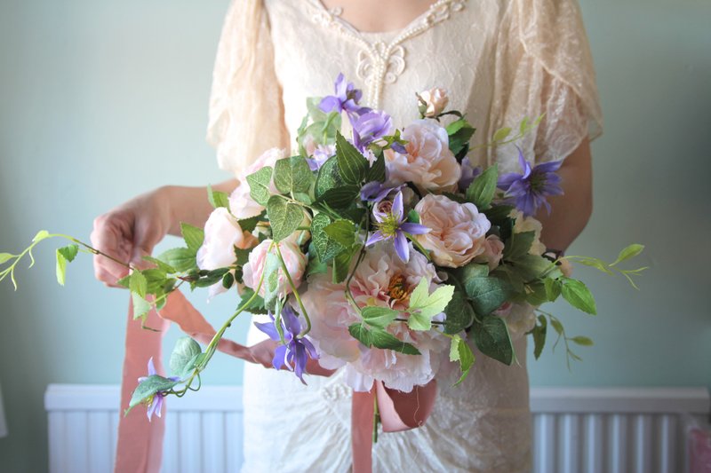 Bridal bouquet  ,Artificial Bouquet ,silk flower bouquet , Wedding ,Peony - ตกแต่งต้นไม้ - พืช/ดอกไม้ สึชมพู