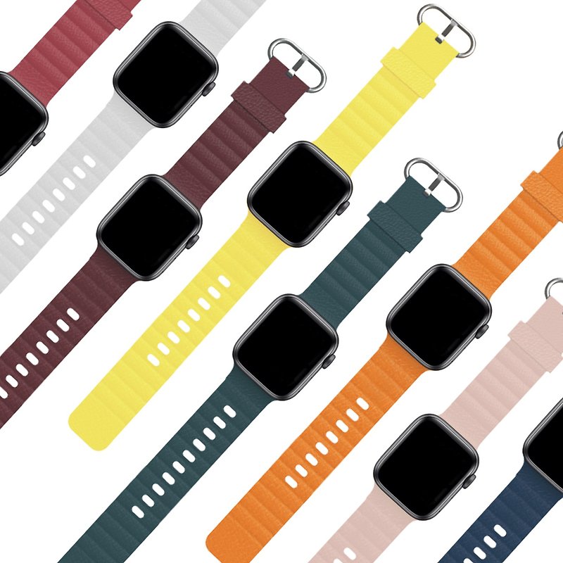 Apple Watch band 8 colors leather texture silicone strap - Watchbands - Silicone Multicolor