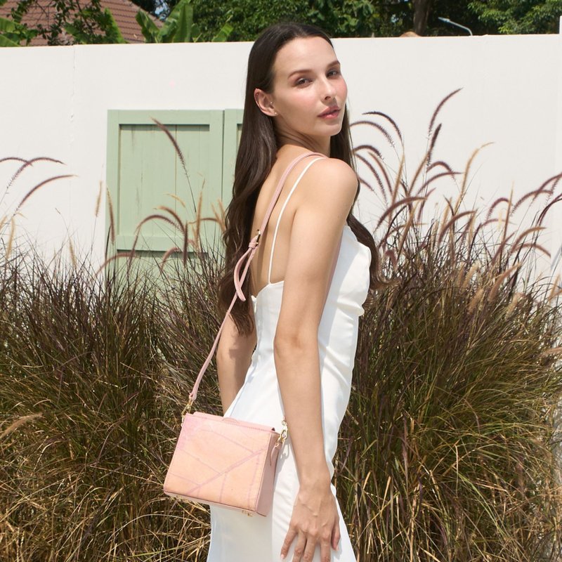 Pearl Vegan Crossbody Bag - Blossom Pink - 手提包/手提袋 - 植物．花 粉紅色