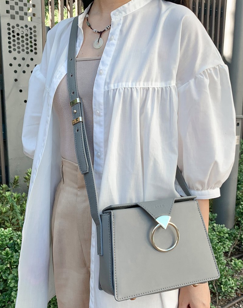 Vegan Leather Rosie Mini Shoulder Bag Mid Grey - Messenger Bags & Sling Bags - Faux Leather Gray