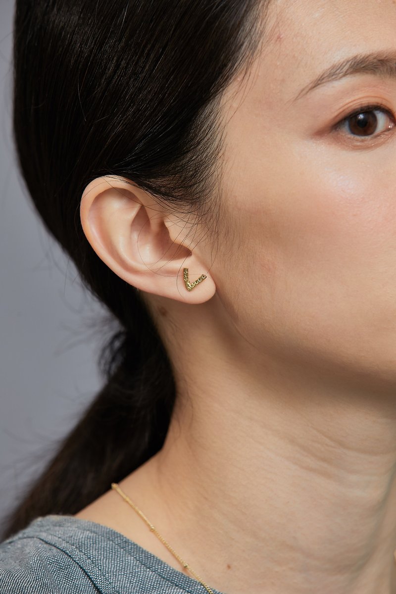 brass earrings-V - Earrings & Clip-ons - Copper & Brass Gold