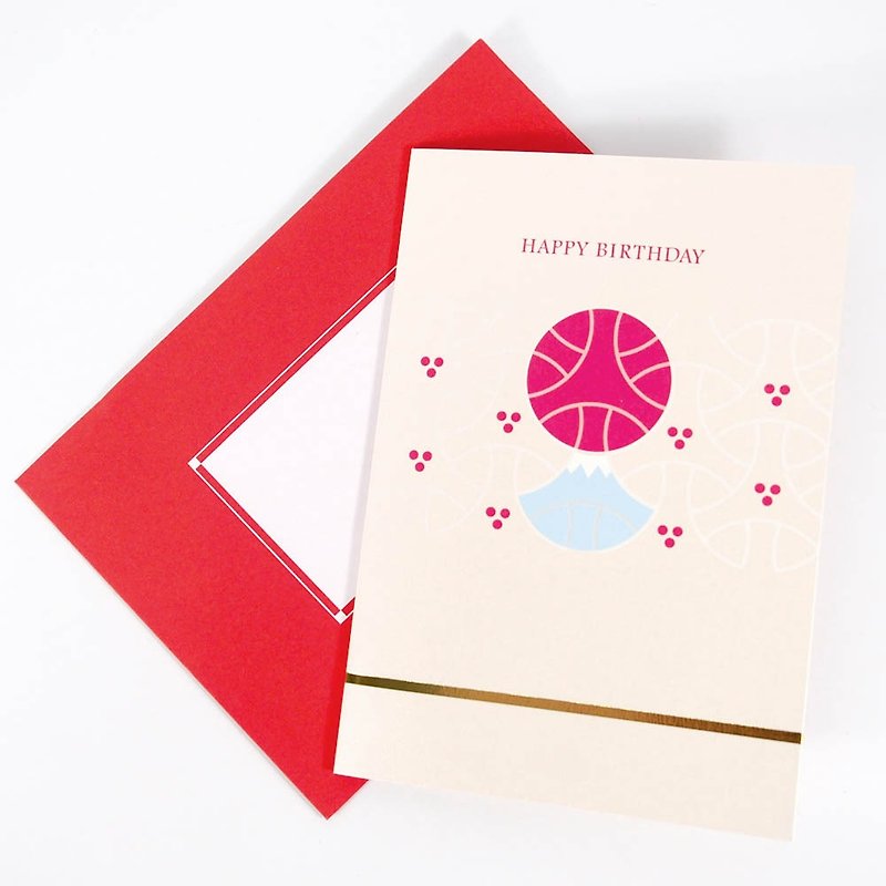 Japanese Traditional Auspicious Patterns and Mount Fuji Sunrise [Hallmark-Three-dimensional Card Birthday Wishes] - Cards & Postcards - Paper Multicolor