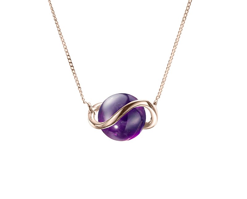 紫水晶黃金項鍊 極簡鎖骨鍊 紫色二月誕生石小項鍊金飾 14k輕珠寶 - 鎖骨鍊 - 貴金屬 紫色