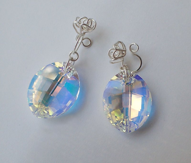 leaf & Poppy vs sprout earrings, Fine silver wire - Earrings & Clip-ons - Glass Multicolor