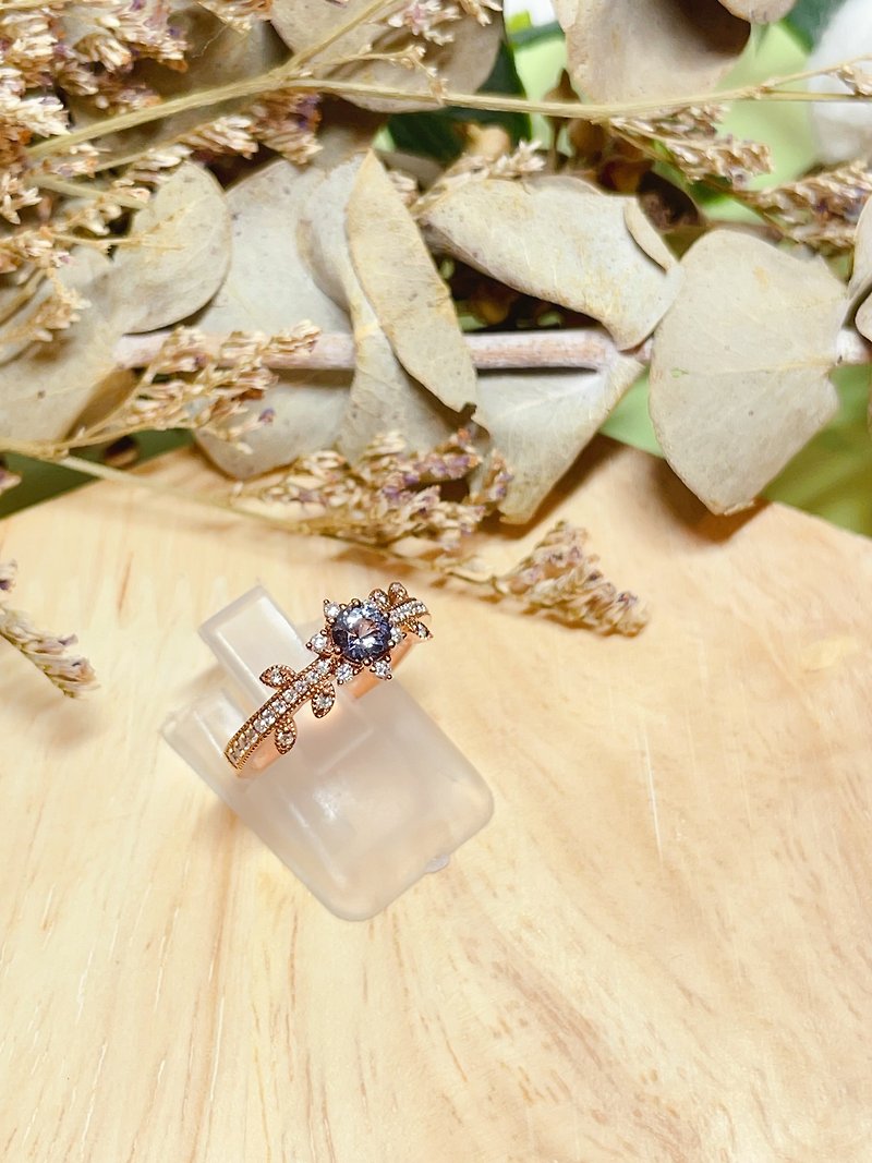 9k rose gold spinel and natural diamond ring - แหวนทั่วไป - เครื่องเพชรพลอย สีม่วง