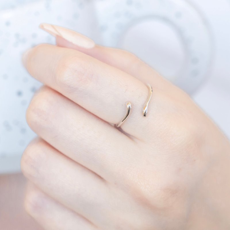 純銀貪食蛇戒指 可調式戒指 - 戒指 - 寶石 銀色