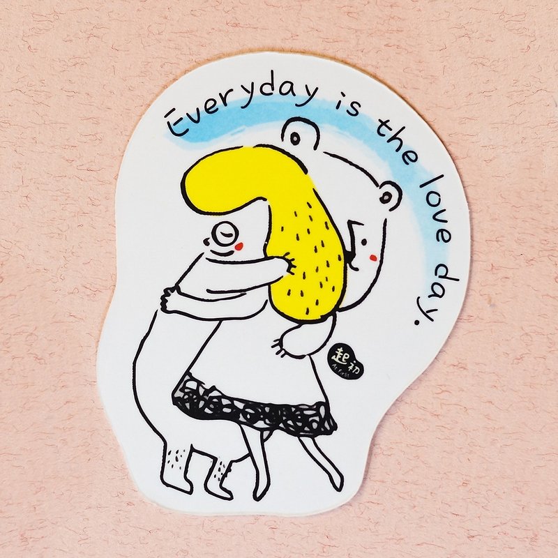 Initial waterproof sticker. Every day is a day of love - Stickers - Waterproof Material Multicolor