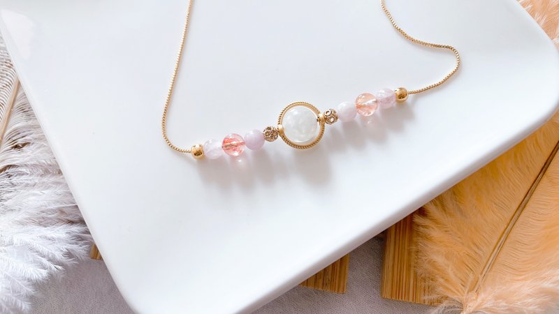 Charlotte 月色正美 紫鋰輝 藍月光石 紅膠花水晶 調節式項鍊 - 項鍊 - 寶石 