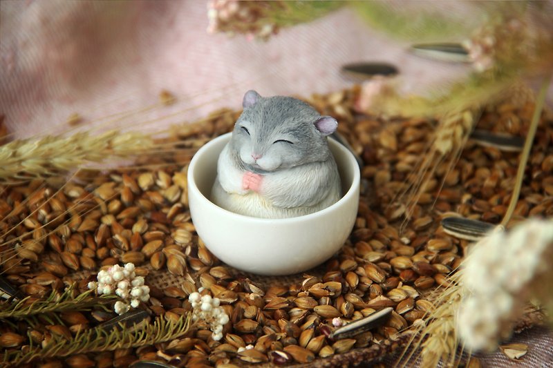 Tea rat (Sakura tea rat) - ของวางตกแต่ง - เรซิน สีเทา