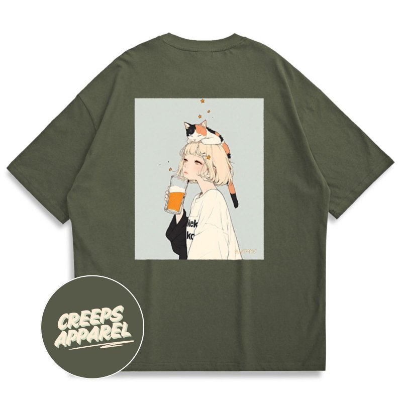 【Yukiame.art】Craftbeer Lover 寬鬆重磅印花T恤 210g - 帽T/大學T - 棉．麻 多色