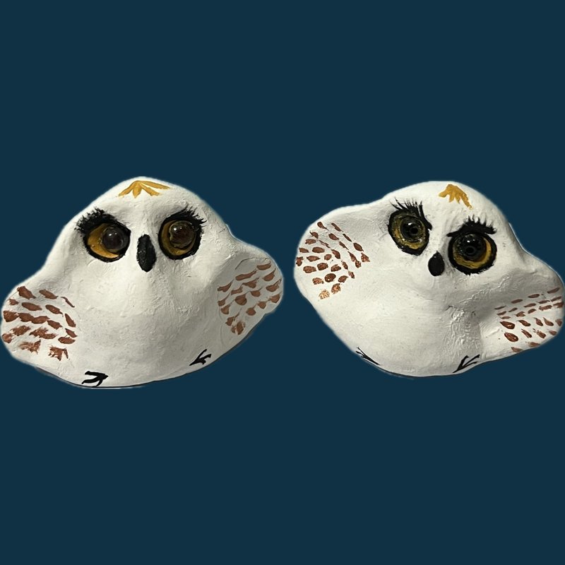 OWL COUPLE Clay Pet Set Designed by Lucy Sao Wa Iao ANWA CLAY - Items for Display - Clay White