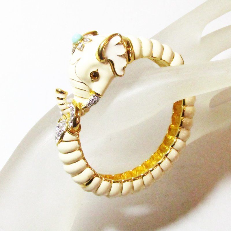 Kenneth Jay Lane エナメル 象モチーフ ヴィンテージ バングル - ブレスレット - 金属 ホワイト