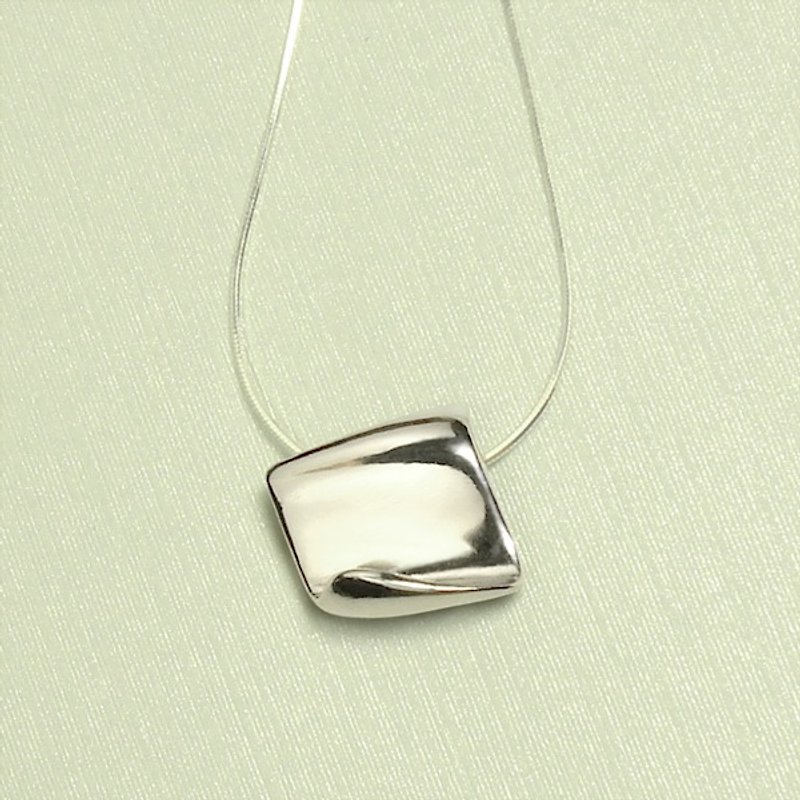 Note Paper Shaped Sterling Silver Necklace - Necklaces - Sterling Silver Silver