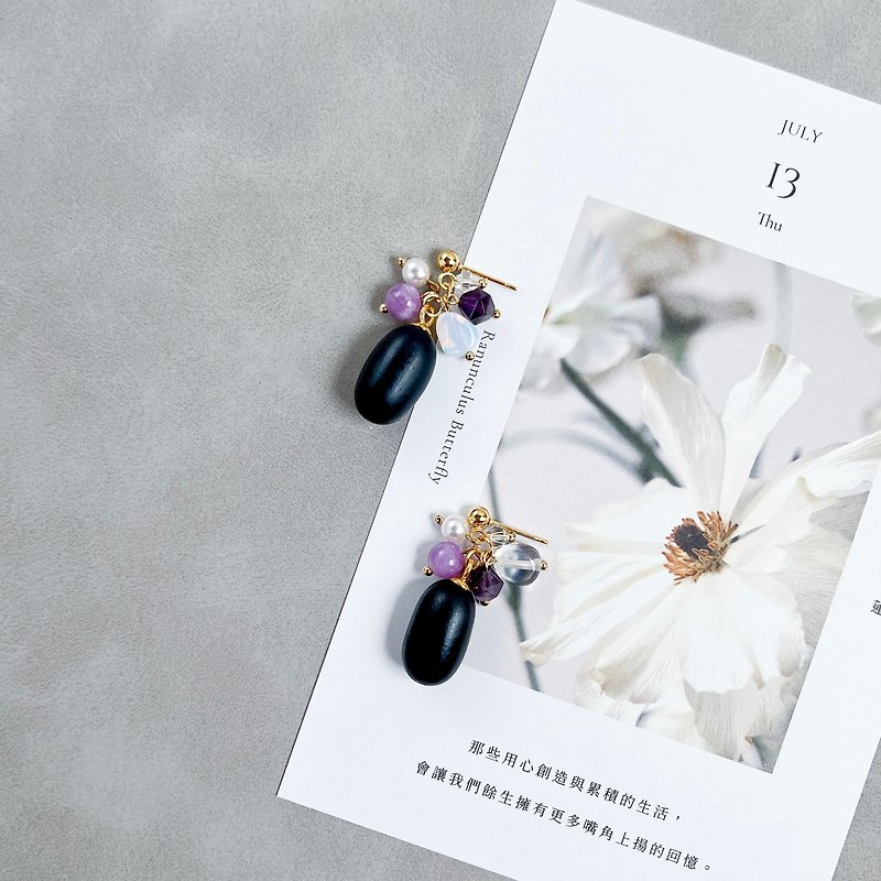 Seed Fruit-Amethyst Lotus-Earrings/ Clip-On - Earrings & Clip-ons - Other Materials Purple