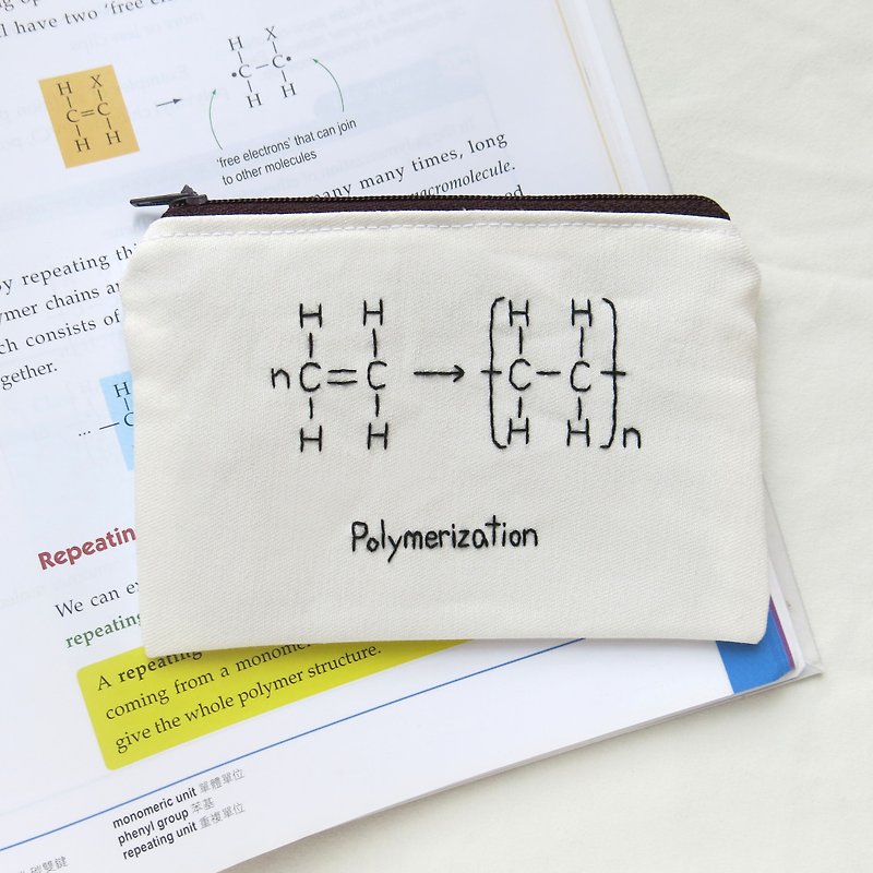 聚合反應 / 化學 零錢包 筆袋 / 客製化 - 零錢包/小錢包 - 繡線 黑色