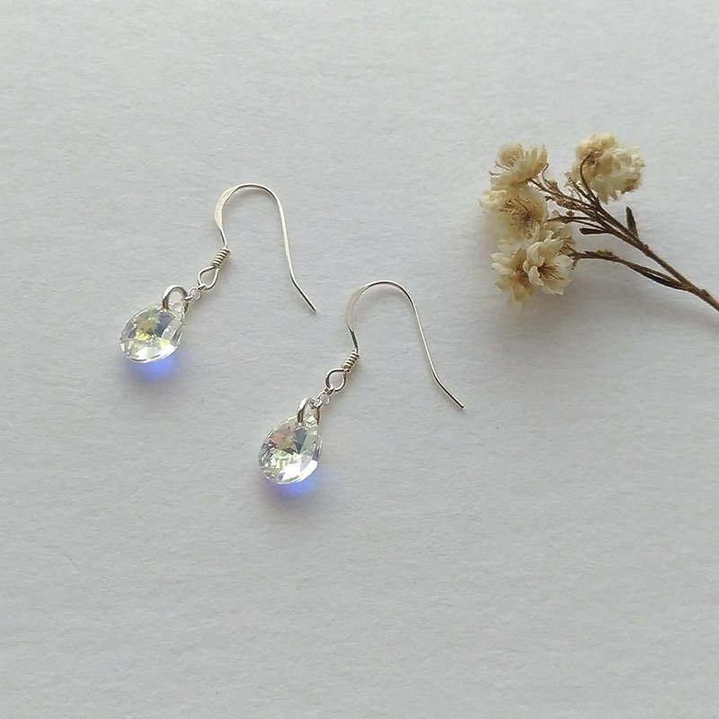 se006-Crystal-Swarovski Blue Crystal Earrings - ต่างหู - เงิน สีใส