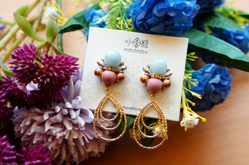 Queen - Gemstone Seashell Pendant Earrings - ต่างหู - เครื่องประดับพลอย หลากหลายสี