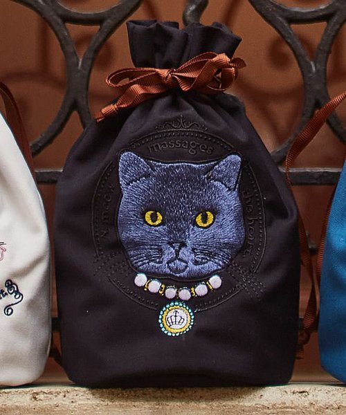 完売間近! 【予約販売】猫刺繍巾着交換ギフト(3色) LCDP4102