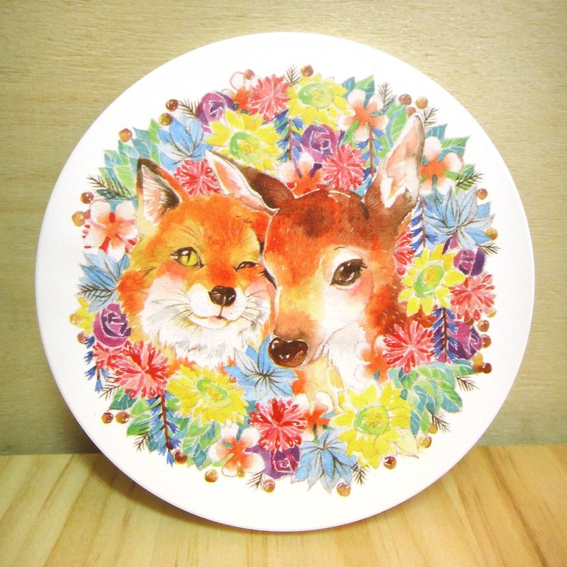 複製 小鹿&狐狸陶磁吸水杯墊 - 急須・ティーカップ - 陶器 多色