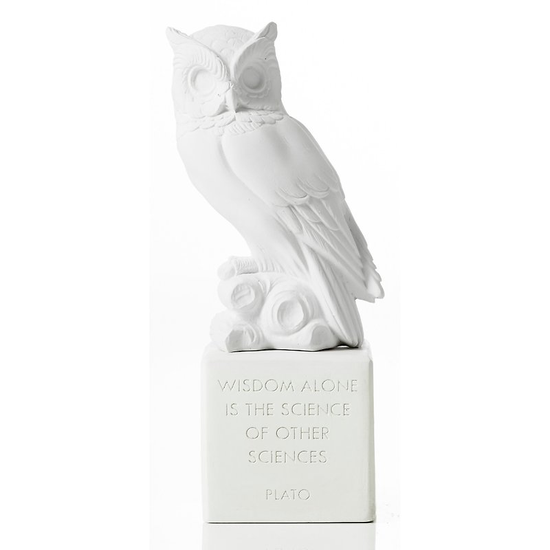 Ancient Greek Owl Ornament Sophia Owl (White) - Handmade Ceramic Statue - ของวางตกแต่ง - ดินเผา ขาว