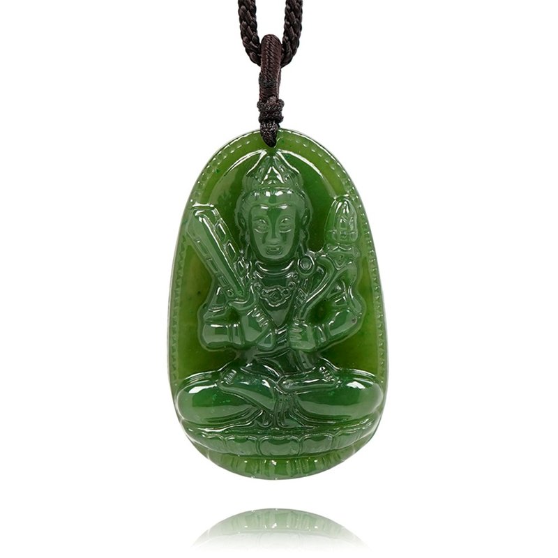 Nephrite Jade Bodhisattva Akasagarbha 20g Pendant - สร้อยคอ - เครื่องประดับพลอย หลากหลายสี