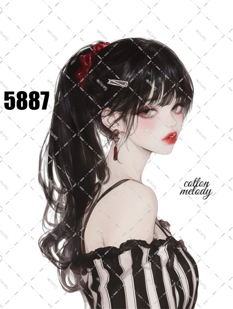original sticker no.5887 人物ステッカー オリジナルステッカー 人物ステッカー 女の子ステッカー オリジナル人物ステッカー - 貼紙 - 紙 