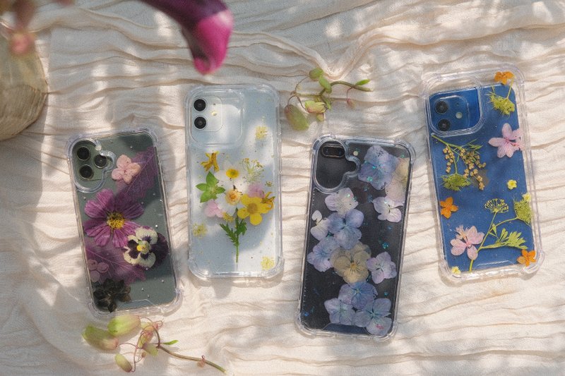 現貨特惠 / iPhone16 plus pro max 押花手機殼 壓花 手作 樹脂 - 手機殼/手機套 - 植物．花 紫色
