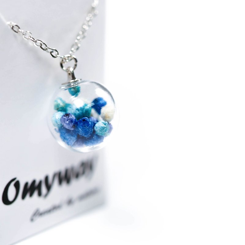 OMYWAY Handmade Dried Flower Necklace - Glass Globe Necklace - Chokers - Glass White