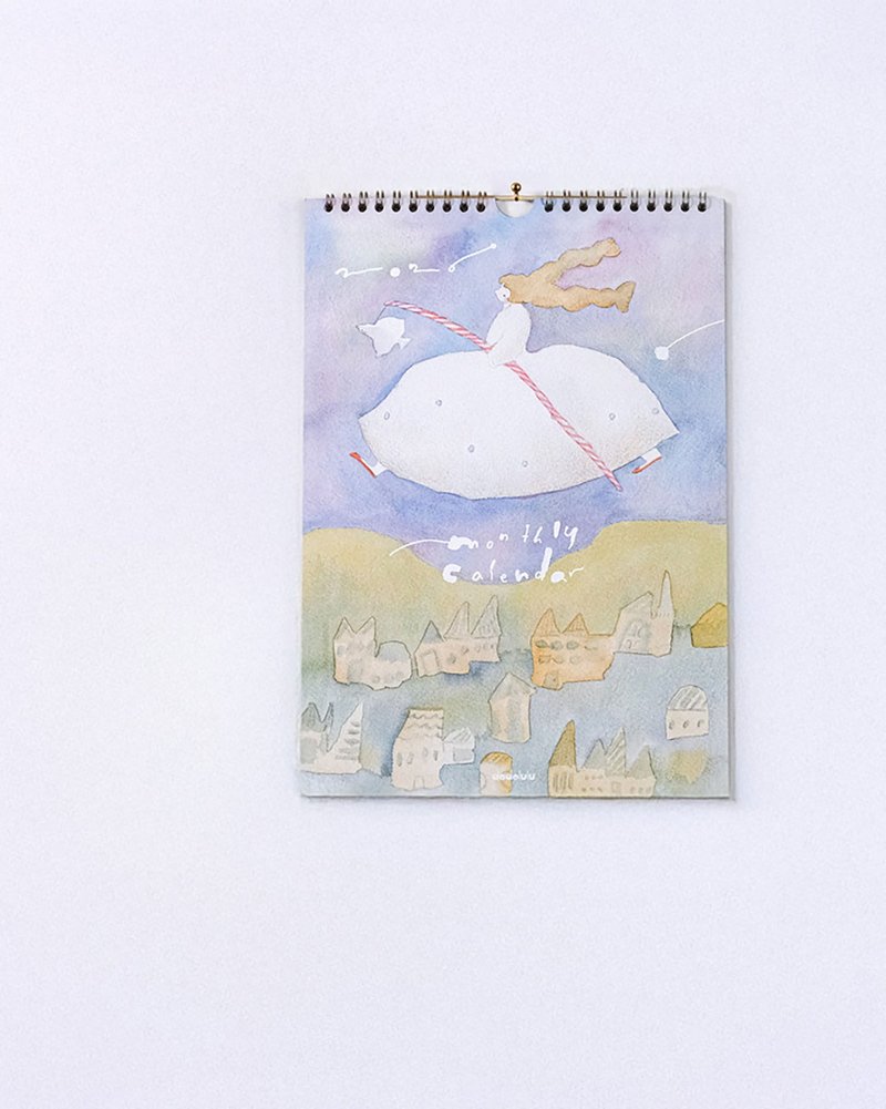 2026 A4 月曆掛曆 | 12 個月可愛女孩插畫 - 日曆/月曆/年曆 - 紙 