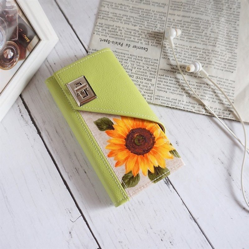 Sunflower ◆ iPhone7 / 6 / 6S ◆ sunflower notebook type Sumahokesu [A type] of grassland - Phone Cases - Waterproof Material Green