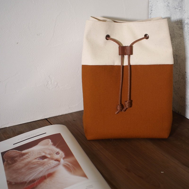 Traveler series cross-body bag/bucket bag/shoulder canvas bag/temperament Brown/pre-order - Messenger Bags & Sling Bags - Cotton & Hemp Brown