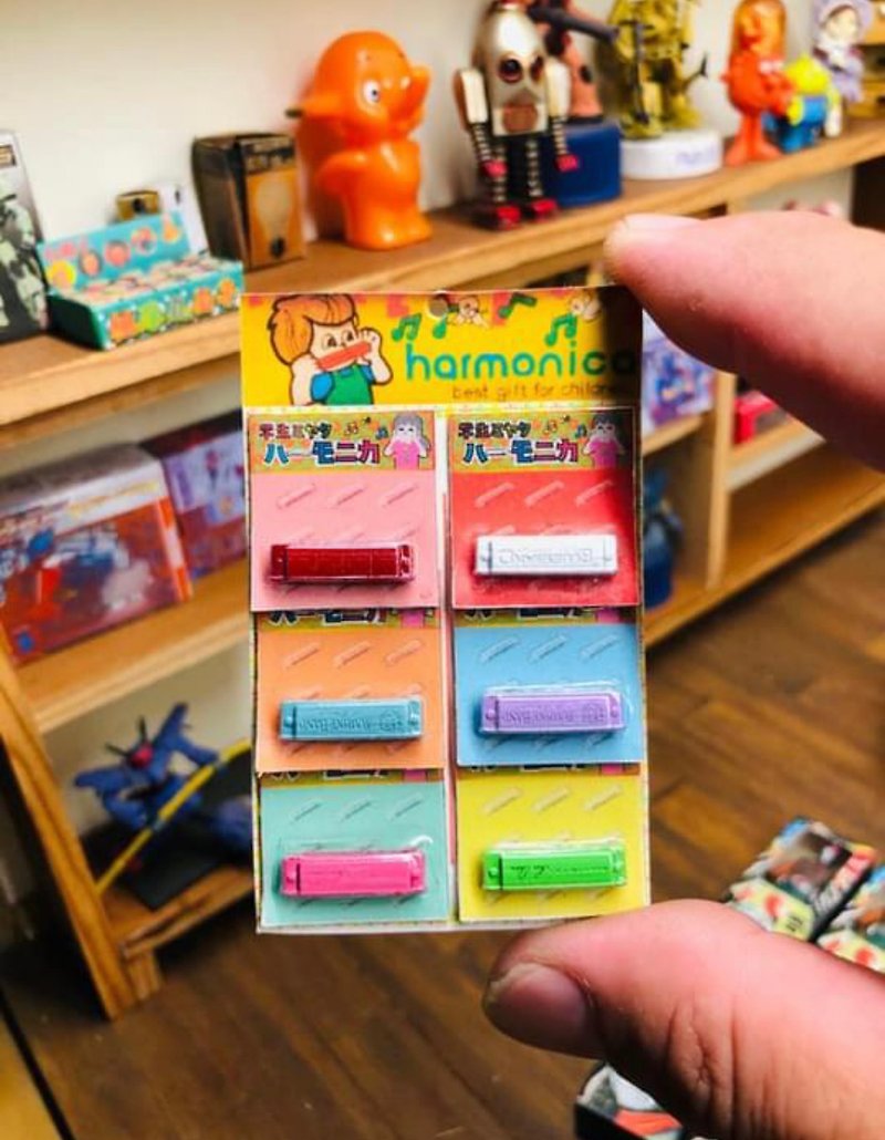Miniature Pocket Mini Tangerine Store Ancient Taste Toys (Showa Style Toy Harmonica) Scene - Stuffed Dolls & Figurines - Plastic Multicolor