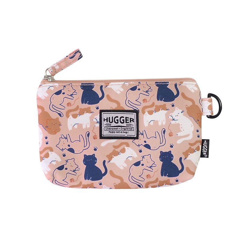 HUGGER universal small bag-S (cute kitty) zipper storage bag/hygiene product carry-on bag - กระเป๋าเครื่องสำอาง - เส้นใยสังเคราะห์ สีส้ม