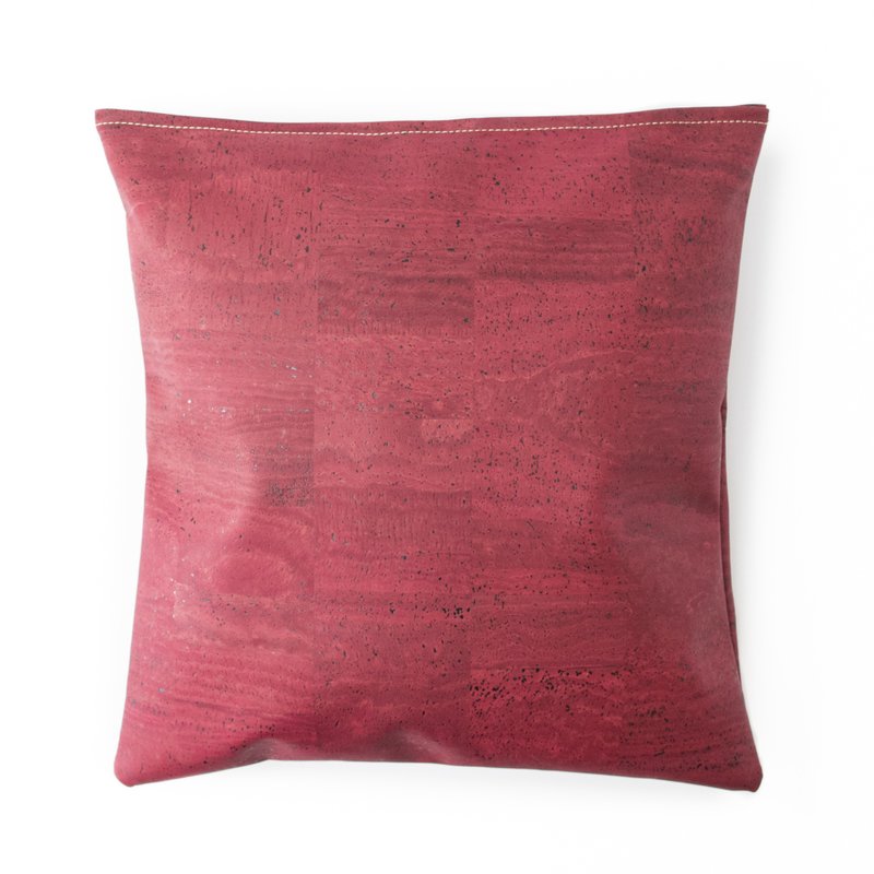 Cork leather cushion cover (Wine) - Pillows & Cushions - Eco-Friendly Materials Red