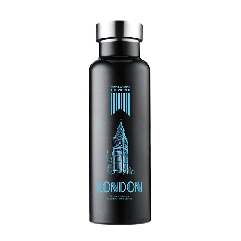 [わずか]福祉用品半額の@ @ドライバのクリアカバー長期鋼の真空ボトル（ロンドン）600ml-こののみ - マグカップ - 金属 ブラック
