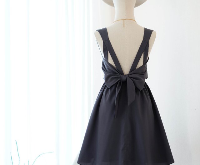 Short Bridesmaid Dress Charcoal Grey