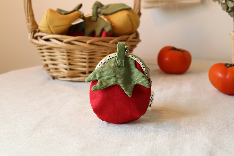 | new | - Mini Tomato - Baby Mouth Gold Bag Coin Purse Storage Bag Key Case Shape Bag - กระเป๋าใส่เหรียญ - ผ้าฝ้าย/ผ้าลินิน สีแดง