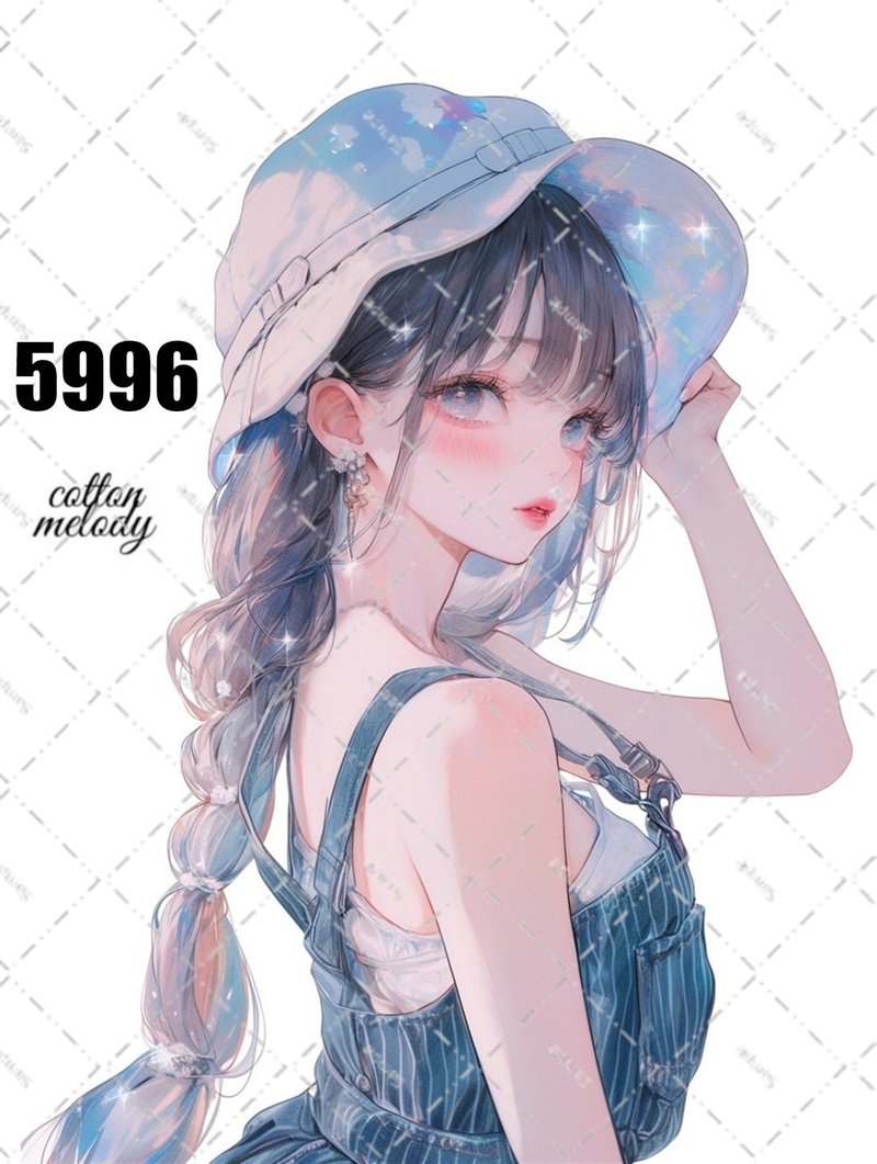original sticker no.5996 人物ステッカー オリジナルステッカー 人物ステッカー 女の子ステッカー オリジナル人物ステッカー - 貼紙 - 紙 