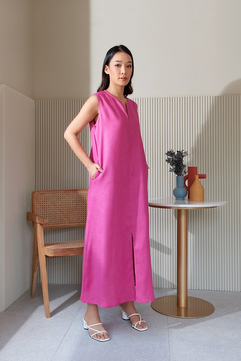 Sleeveless Summer Dress : Magenta - One Piece Dresses - Cotton & Hemp Purple