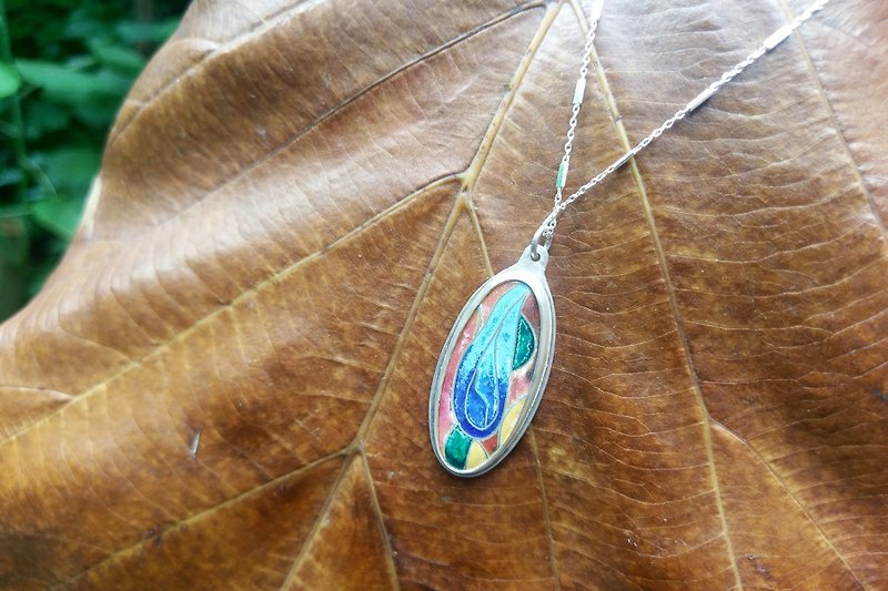 Water drop image enamel necklace - สร้อยคอ - วัตถุเคลือบ สีเงิน