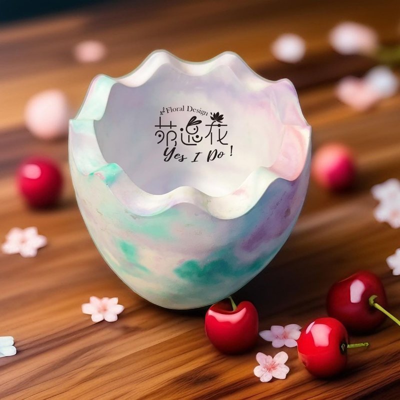 蛋形渲染水泥盆 花器 - 盆栽/植栽 - 水泥 多色