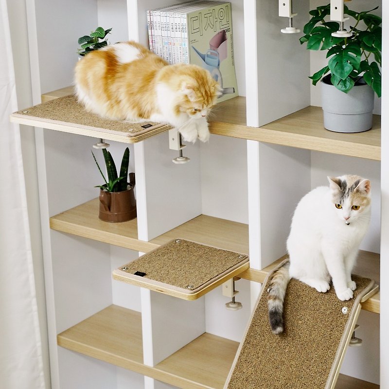 YogiPet's space-saving cat jumping platform is very thick and can be used on bookshelves and tables. - Scratchers & Cat Furniture - Wood 