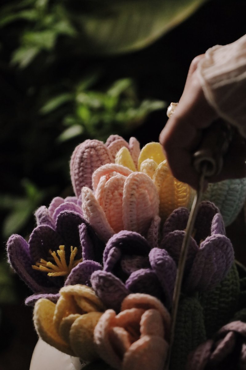 Knitted tulip bouquet - Dried Flowers & Bouquets - Cotton & Hemp Pink