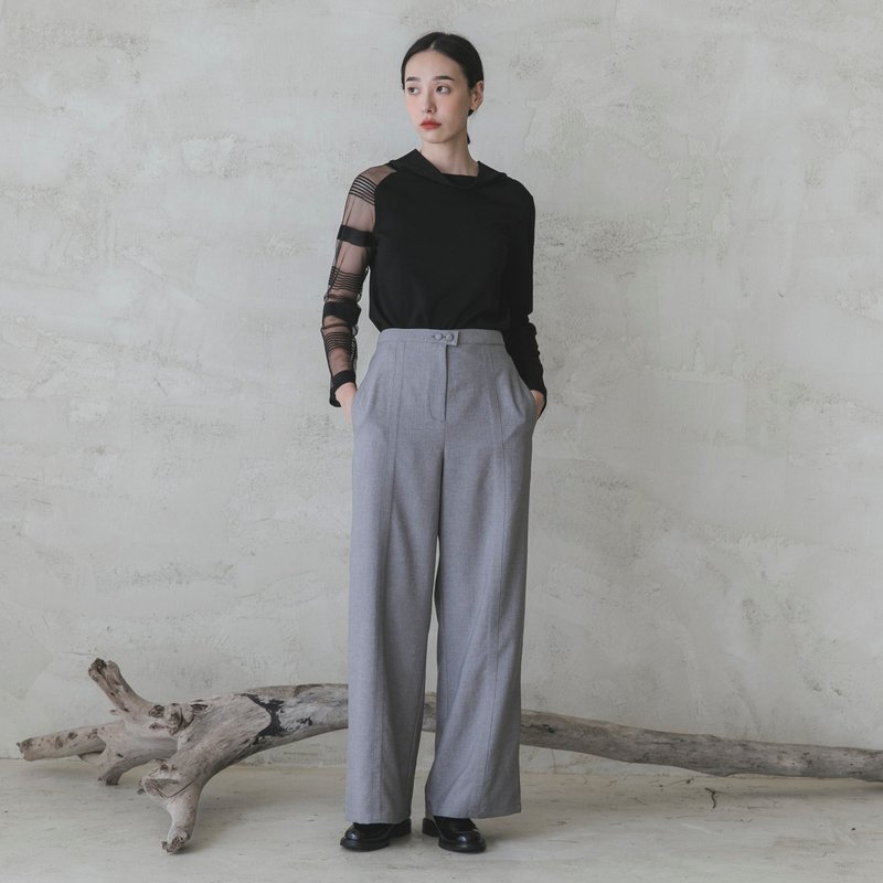 Endless_ endless pleated wide pants_9AF200_ gray - Women's Pants - Cotton & Hemp Gray