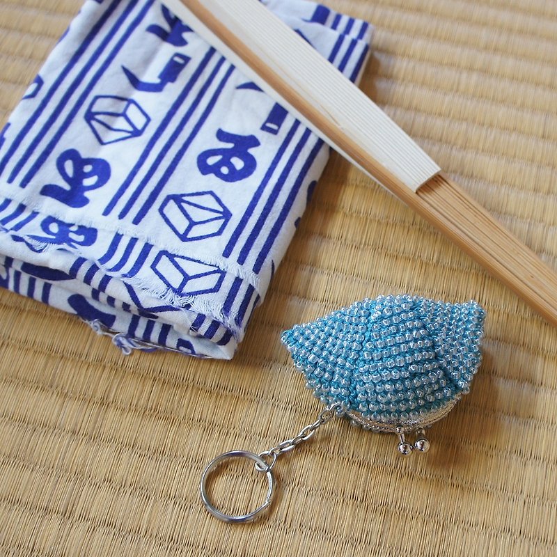 Ba-ba handmade Beads crochet mini-coinpurse No.793 - กระเป๋าสตางค์ - วัสดุอื่นๆ สีน้ำเงิน